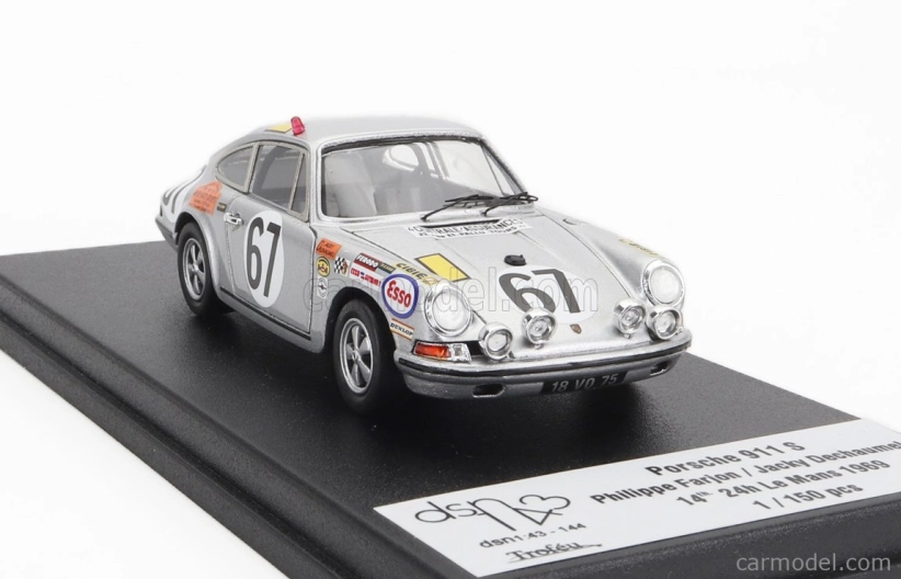 Trofeu Porsche 911s Coupe 1991cc S6 Team J.farjon N 67 24h Le Mans 1969 Philippe Farjon - Jacky Dechaumel 1:43 Silver