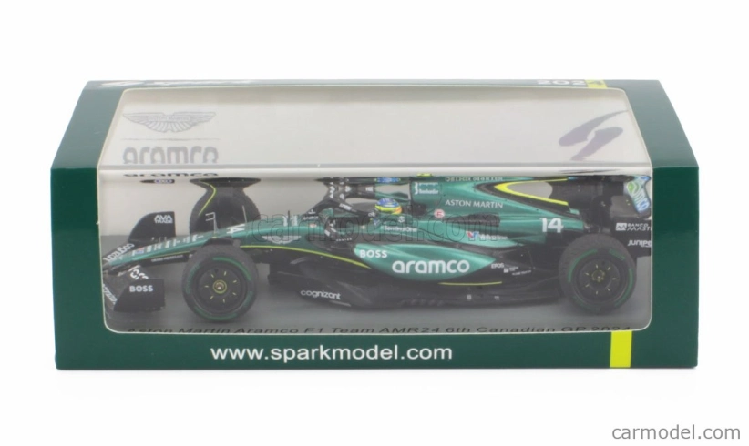 Spark-model Aston martin F1 Amr24 Team Aramco Cognizant N 14 Canada Gp 2024 Fernando Alonso 1:43 Zelená Černá