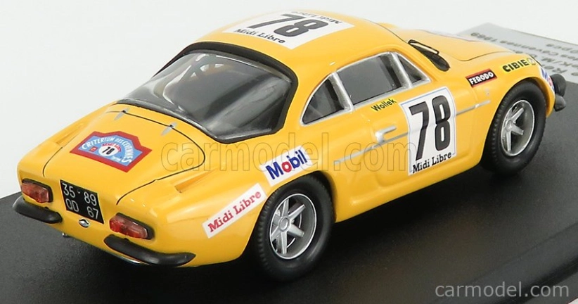 Trofeu Renault A110 Alpine N 78 Rally Criterium Des Cevennes 1969 B.wollek - M.grandrive 1:43 Žlutá