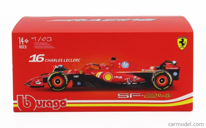 Bburago Ferrari F1 Sf-24 Team Scuderia Ferrari N 16 4th Emilia Romagna Imola Gp 2024 Charles Leclerc – With Pilot And Showcase 1:43 červená čierna