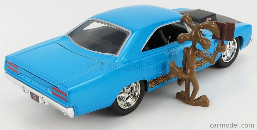 Jada Plymouth Road Runner Coupe 1970 With Wile E. Coyote Figure - Looney Tunes 1:24 Blue
