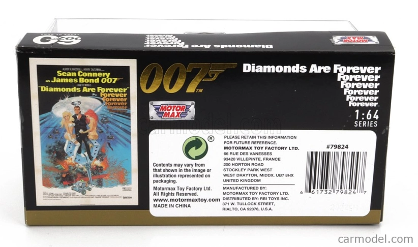 Motor-max Ford usa Mustang Mach-1 Coupe 1971 - 007 James Bond - Diamanty sú večné - Una Cascata Di Diamanti 1:64 červená