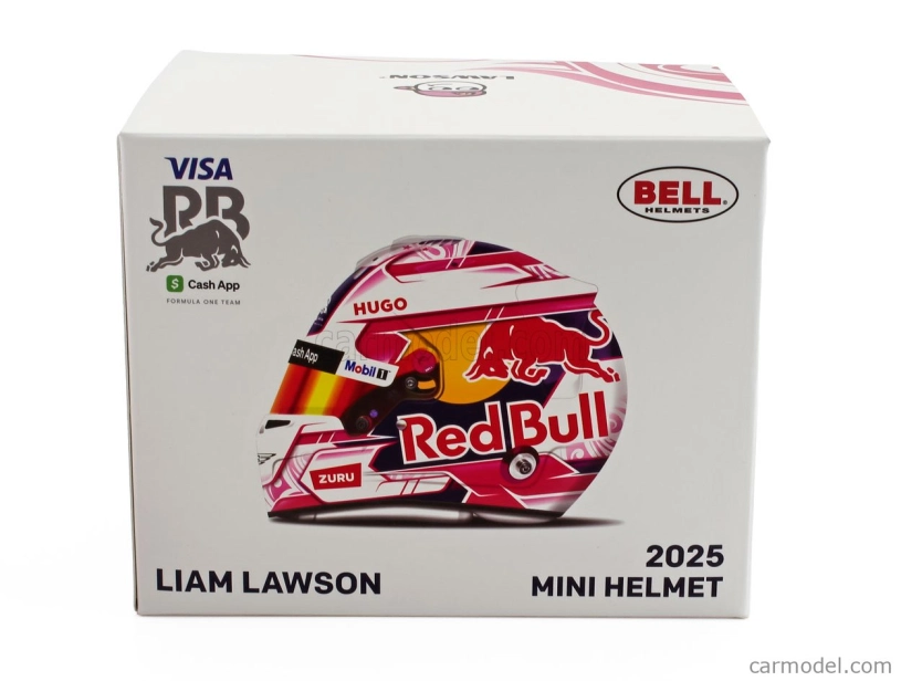 Mini helmet Bell helmet Casco Helmet F1 Liam Lawson Team Visa Cash App Racing Bulls N 30 Season 2025 1:2 Růžová Bílá Modrá