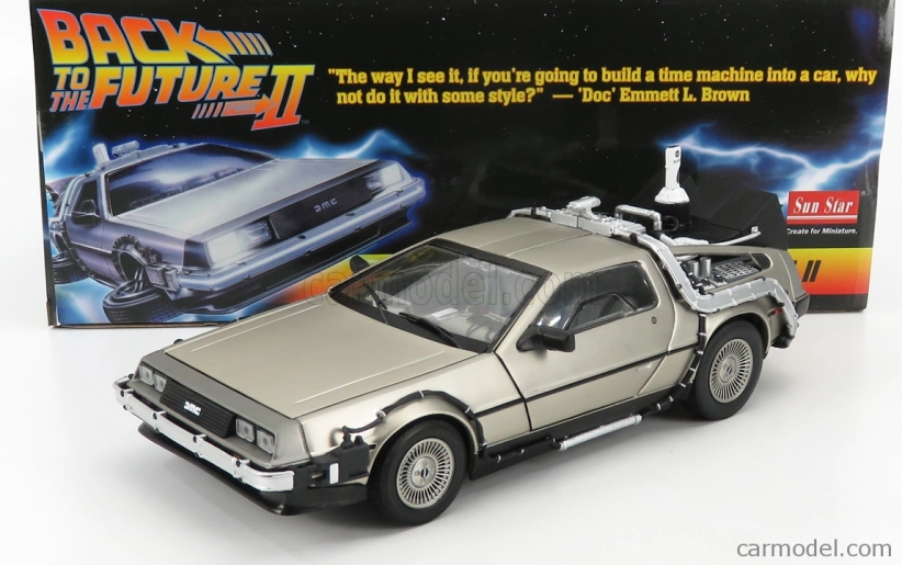 Sun-star De lorean Time Machine - Back To The Future 2 - Ritorno Al Futuro 2 1:18 Silver