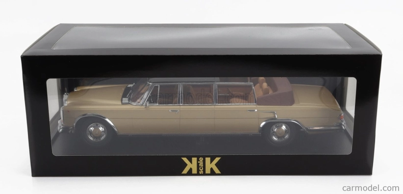 Kk-scale Mercedes benz S-class 600 Pullman (w100) Landaulet Semiconvertible 1964 1:18 Gold Met Black