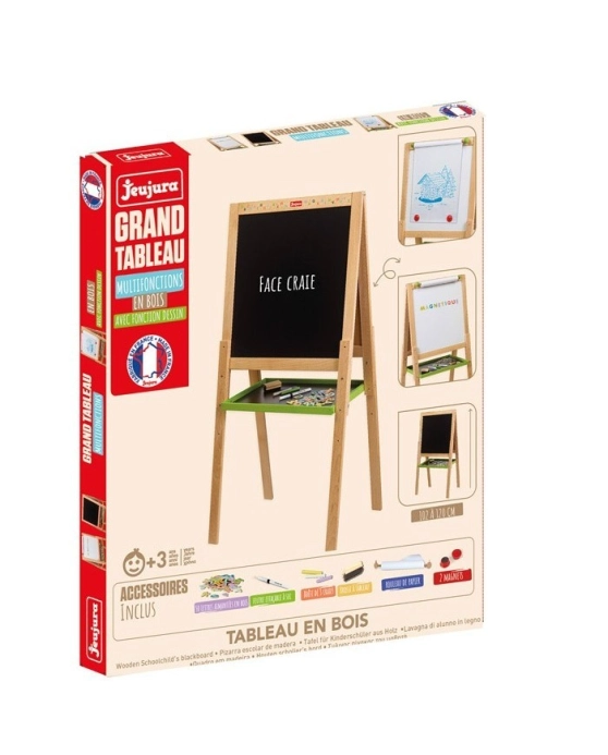 Jeujura Dřevěná multifunkční tabule 54x54 cm s rolí papíru