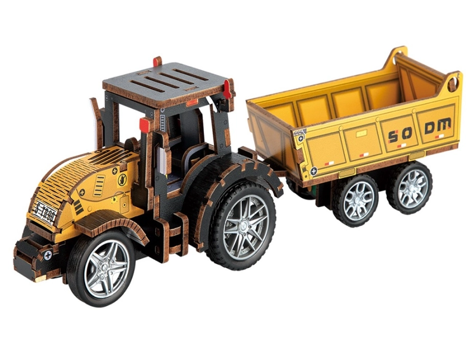 2Kids Toys 3D dřevěná skládačka Traktor s přívěsem - poškozený obal