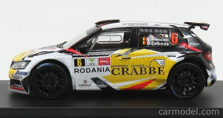 Minipartes Škoda Fabia R5 N 6 Rally Ypres 2018 K.princen - B.eelbode 1:43 Bílá Černá Žlutá