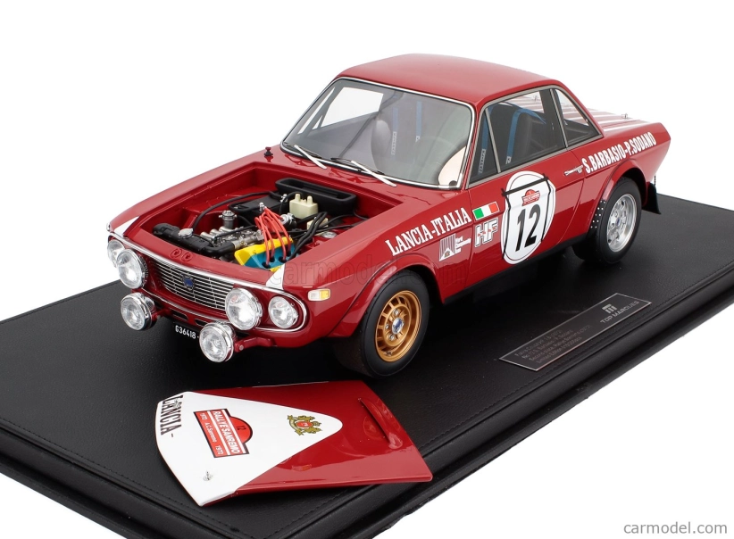 Topmarques Lancia Fulvia Hf 1600 Coupe (nočná verzia) N 12 2nd Rally Sanremo 1972 Sergio Barbasio - Piero Sodano - Con Vetrina - S vitrínou 1:12 červená biela