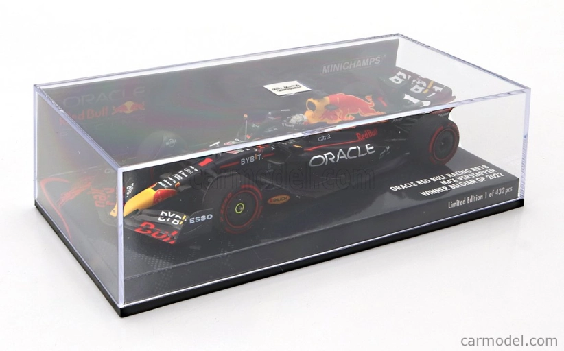 Minichamps Red bull F1 Rb18 Team Oracle Red Bull Racing N 1 Majster sveta Víťaz Belgicko Gp 2022 Max Verstappen 1:43 Matná modrá žltá červená