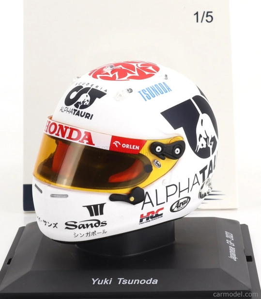 Spark-model Arai helmet F1 Casco Helmet At04 Team Alpha Tauri N 22 Japan Gp 2023 Yuki Tsunoda 1:5 Bílá