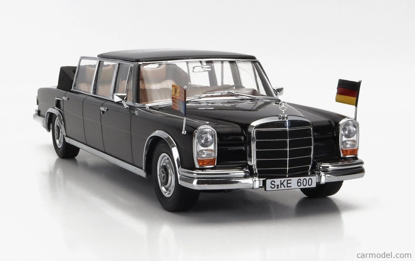 Kk-scale Mercedes benz S-class 600 Pullman (w100) Landaulet Semiconvertible Queen Elizabeth Ii - Kurt Georg Kiesinger 1965 1:18 Black