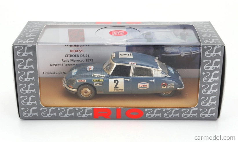Rio-models Citroen Ds21 N 2 4th Rally Marocco Dirty Version 1971 Bob Neiret - Jacques Terramorsi 1:43 Modrá