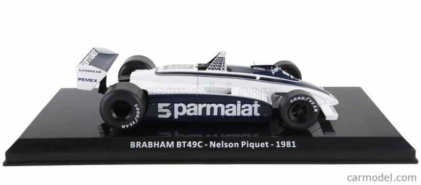 Edicola Brabham F1  Bt49c Parmalat Racing Team N 5 World Champion Season 1981 Nelson Piquet - Con Vetrina - With Showcase 1:24 Bílá Modrá