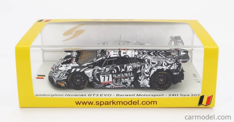 Spark-model Lamborghini Huracan Gt3 Evo Team Barwell Motorsport N 77 24h Spa 2022 A.al Harthy - S.de Haan - A.macdowall - S.mitchell 1:43 Černá Bílá