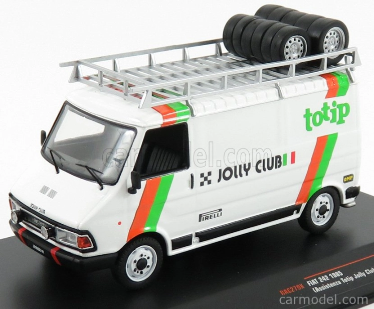Ixo-models Fiat 242 Van Fiat Team Totip Jolly Club Assistance Rally 1985 - Lancia 037 1:43 Bielo-zeleno-oranžová