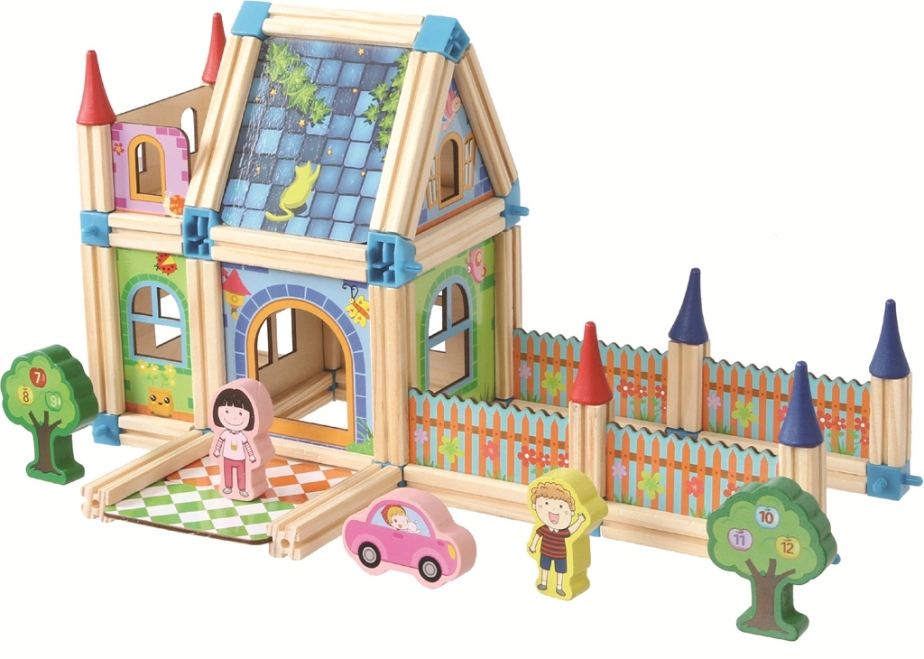 2Kids Toys Dřevěná stavebnice Zámek barevný
