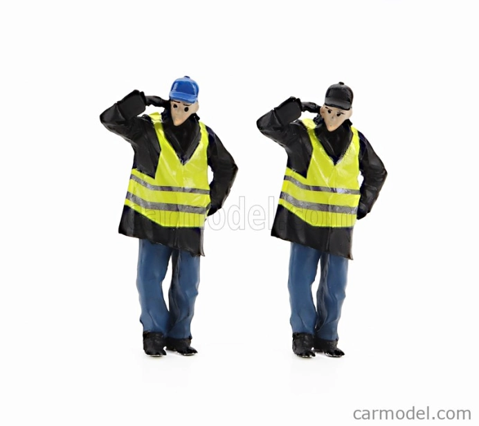 Perfex Figures Set 6x Police Gendarmes & Manifestants Gilets Jaunes Yellow Paris 1:43 Černá Modrá Žlutá