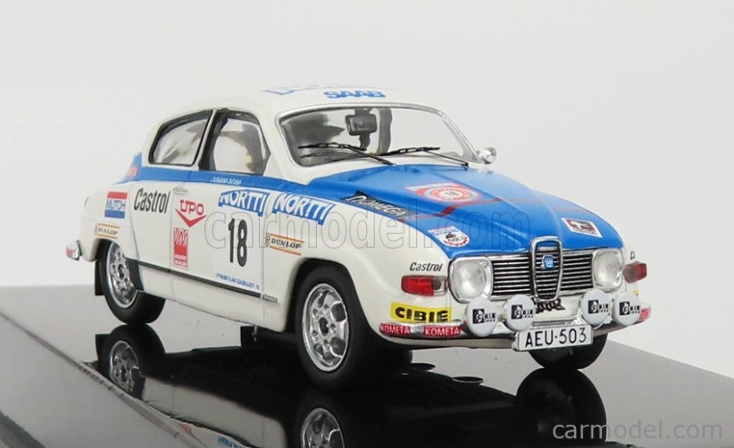 Ixo-models Saab 96 V4 N 18 Rally 1000 Lakes 1976 J.vilkas - J.soini 1:43 Bílá Modrá