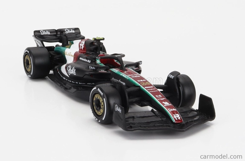 Bburago Alfa romeo F1 C43 Team Stake N 24 Monza Italy Gp 2023 Guanyu Zhou 1:43 čierna červená biela zelená