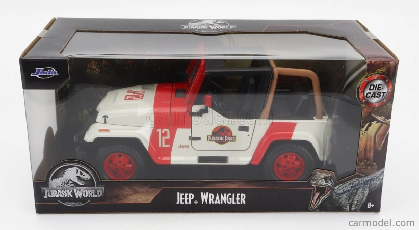 Jada Jeep Wrangler Rubicon Open - Jurský svet 2015 1:24 Bielo-červená