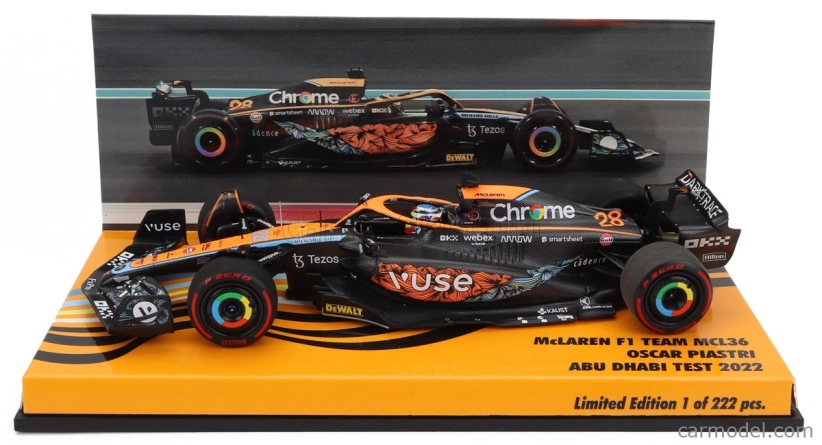 Minichamps Mclaren F1 Mcl36 Mercedes Team Mclaren N 28 Test Abu Dhabi 2022 Oscar Piastri 1:43 oranžová čierna