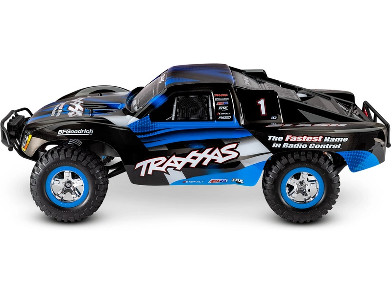 RC auto Traxxas Slash 1:10 RTR s LED osvětlením, červeno-modrá