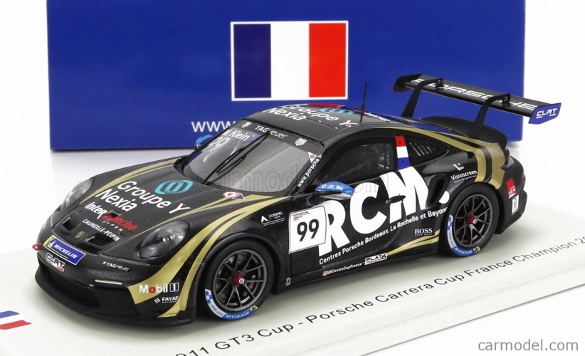 Spark-model Porsche 911 991-2 Gt3 Team Rcm N 99 Champion France Porsche Carrera Cup Season 2022 M.klein 1:43 Black
