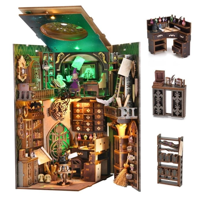 2Kids Toys 3D skládačka Zarážka na knihy Miniatura domečku Dům čarodějnice