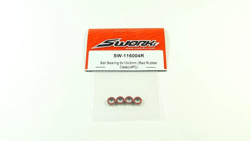 SWORKz kuličkové ložiska s červenou gum. prachovkou 6x10x3mm, 4 ks.
