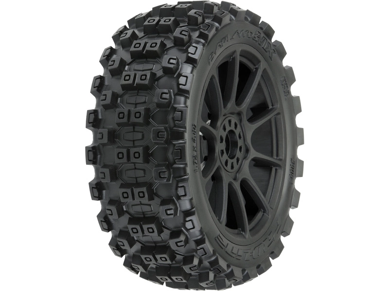 Kolesá Pro-Line 3,3", pneumatiky Badlands MX M2 Buggy, čierny disk Mach 10 H17 (2)