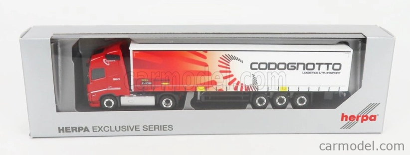 Herpa Volvo Fh4 500 Truck Telonato Codognotto Transports 2020 1:87 červená biela