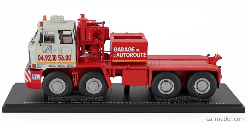 Perfex Willeme Tg250 Truck Garage De L'autoroute Transport 4-assi 1962 1:43 Světle Šedá Červená