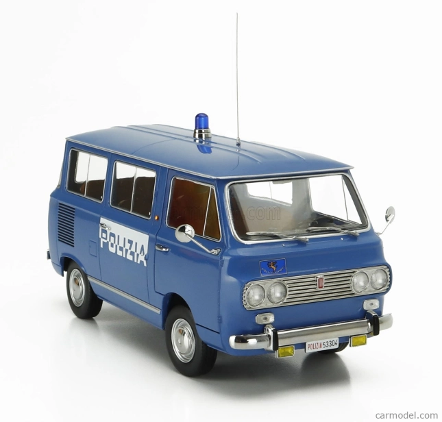 Mitica-diecast Fiat Fiat 850 Familiare Polizia 1970 – Interno Brown 1:18 Světle Modrá