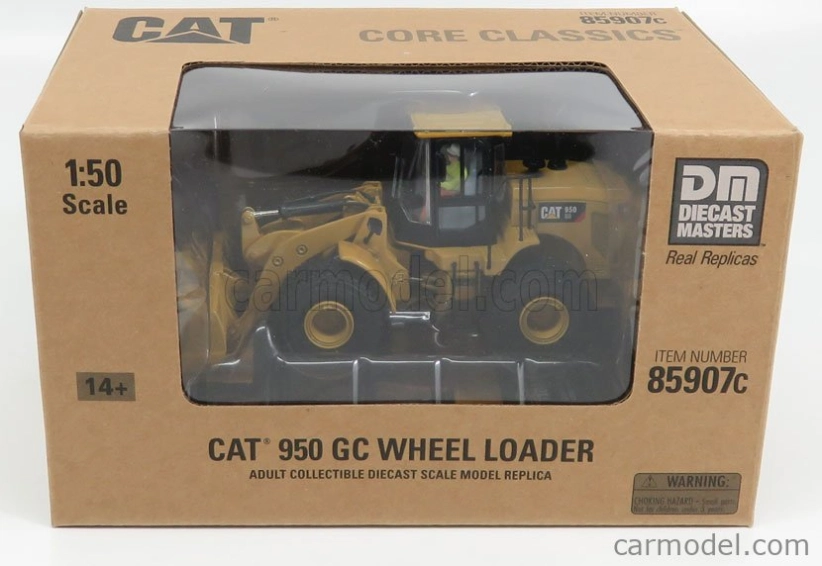 Dm-models Caterpillar Cat950gc Ruspa Gommata - Scraper Tractor Wheel Loader 1:50 Žlutá Černá
