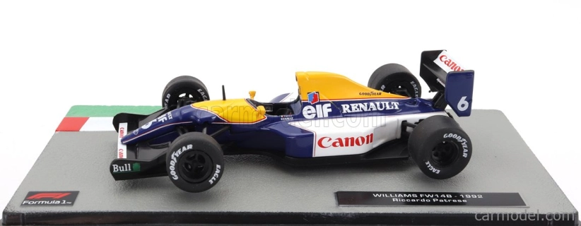 Edicola Williams F1 Fw14b Renault N 6 Sezóna 1992 Riccardo Patrese 1:43 Modrá žltá biela