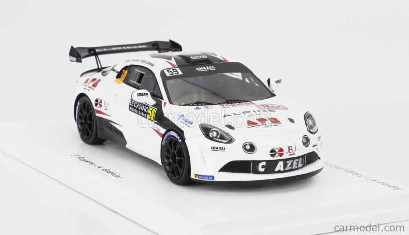 Spark-model Renault Alpine A110 Rgt Team Chazel Technologies Course N 59 2nd Rgt Rally Montecarlo 2024 Eric Royere - Alexis Grenier 1:43 White Black