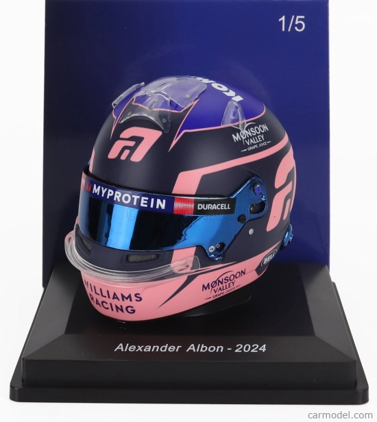 Spark-model Bell helmet Casco Helmet F1 Alexander Albon Team Williams Racing N 23 Season 2024 1:5 Modrá Růžová