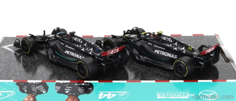 Bburago Mercedes gp Set F1 2x W14 Team Mercedes-amg Petronas Formula One N 44 Season 2023 Lewis Hamilton + N 63 Season 2023 George Russell 1:43 Matt Black