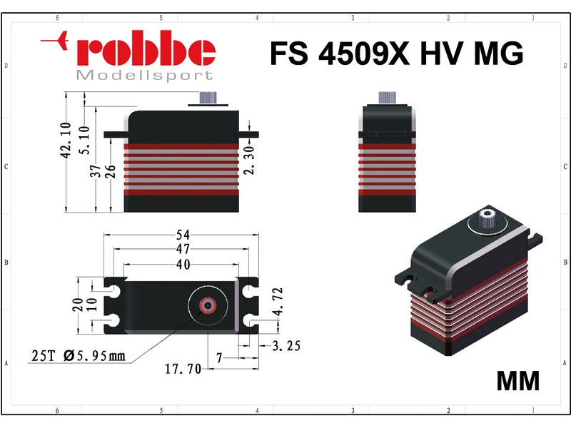 Robbe servo FS 4509X HV 45kg.cm 0.090s/60° MG Brushless 25T
