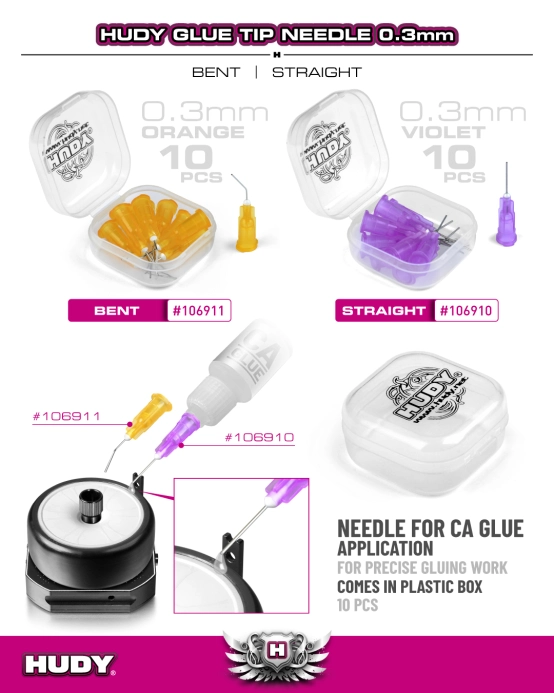 HUDY aplikační jehla pro CA lepidlo 0,3 mm – rovná (10 ks)