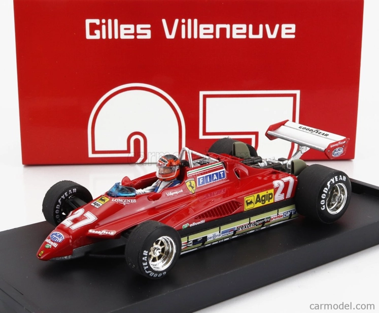 Brumm Ferrari F1 126c2 N 27 2nd San Marino Imola Gp 1982 Gilles Villeneuve - s figúrkou vodiča 1:43 červená