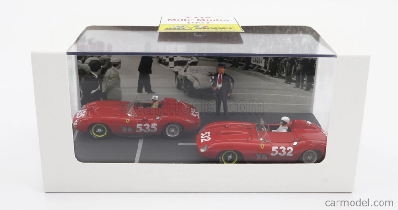 Art-model Ferrari Diorama Set 2x 315s Spider Sn0684 N 535 Winner Mille Miglia 1957 P.taruffi + N 532 2nd Mille Miglia 1957 W.von Trips 1:43 Red