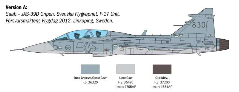 Italeri Saab Jas 39d Gripen Twin Seater Airplane Military 2011 1:48 /