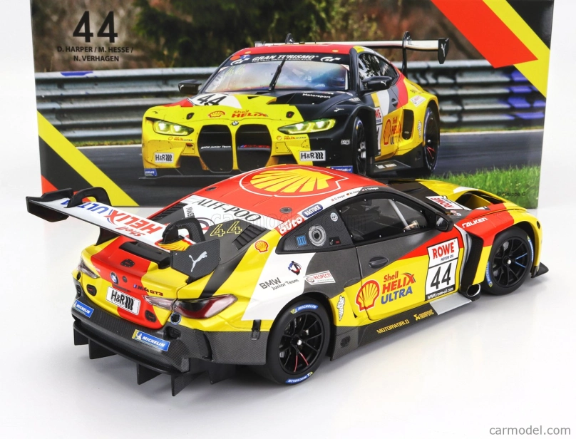 Minichamps BMW radu 4 M4 Gt3 Team Bmw Junior N 44 Víťaz Nls 3 Nurburgring Adac Rundstrecken Trophy 2023 Dan Harper - Max Hesse - Neil Verhagen 1:18 Žltá červená čierna