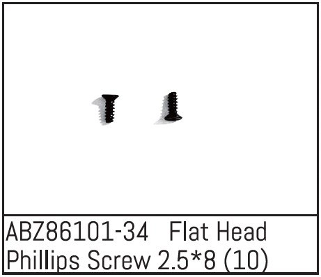 ABZ86101-34 - Flat Head Phillips Screw 2.5*8 - Mini AMT (10)