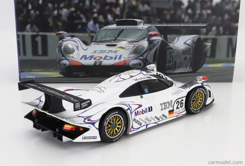 Werk83 Porsche 911 Gt1-98 3.2l Turbo Team Porsche Ag Mobil-1 N 26 Winner 24h Le Mans 1998 Allan Mcnish - Laurent Aiello - Stephane Ortelli 1:18 Bílá Modrá Červená
