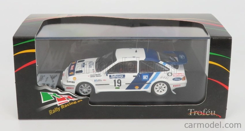 Trofeu Ford england Sierra Rs Cosworth N 19 Rally Nový Zéland 1989 C.mcrae - D.ringer 1:43 Biela Modrá