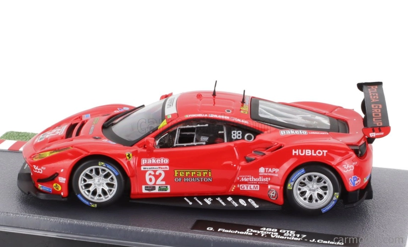 Edicola Ferrari 488 Gte 3.9l Turbo V8 Team Risi Competizione N 62 24h Daytona 2017 Giancarlo Fisichella - James Calado - Toni Vilander 1:43 Červená