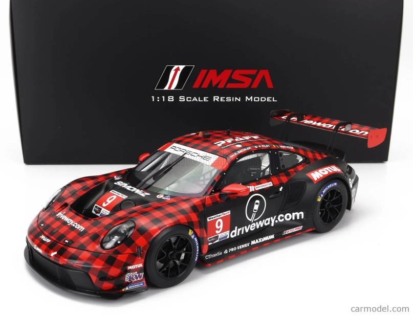 Truescale Porsche 911 992 Gt3 R Team Pfaff Motorsports N 9 Winner Gtd Pro Class 12h Sebring 2023 Klaus Bachler - Patrick Pilet - Laurens Vanthoor 1:18 Červená Černá